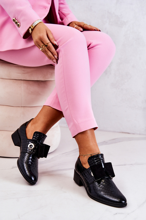 Шкіряні черевики зі зміїної шкіри чорні Marleigh