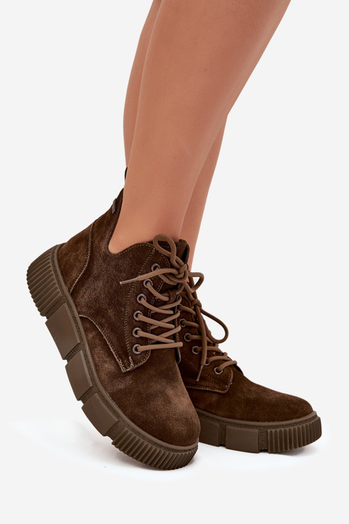 Замшеві Низькі Жіночі Чоботи На Платформі Big Star SS274595 Коричневі