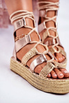 Жіночі босоніжки на платформі еспадрільї Gold Eromica