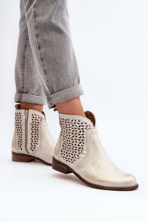 Чоботи шкіряні з вирізом Zazoo 2791/004 золото