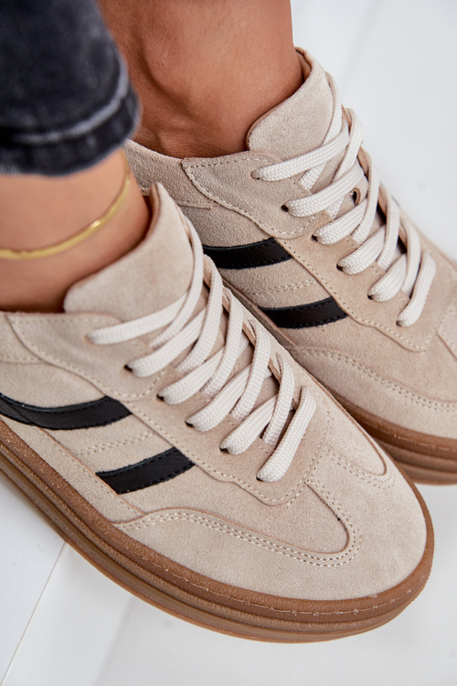 Замшеві кросівки на платформі бежеві Zazoo N1176