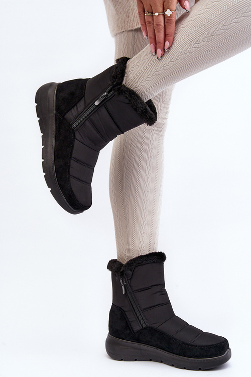 Жіночі зимові черевики зі штучним хутром чорного кольору Primose
