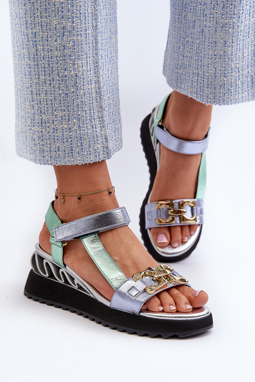 Жіночі босоніжки на танкетці D&A CR954 Зелені