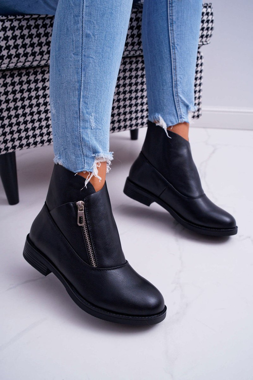 Чоботи жіночі на блискавці Чорні Юнони