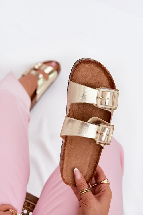 Жіночі Сандалі З Кларами На Пробковій Підошві Золоті Серселе