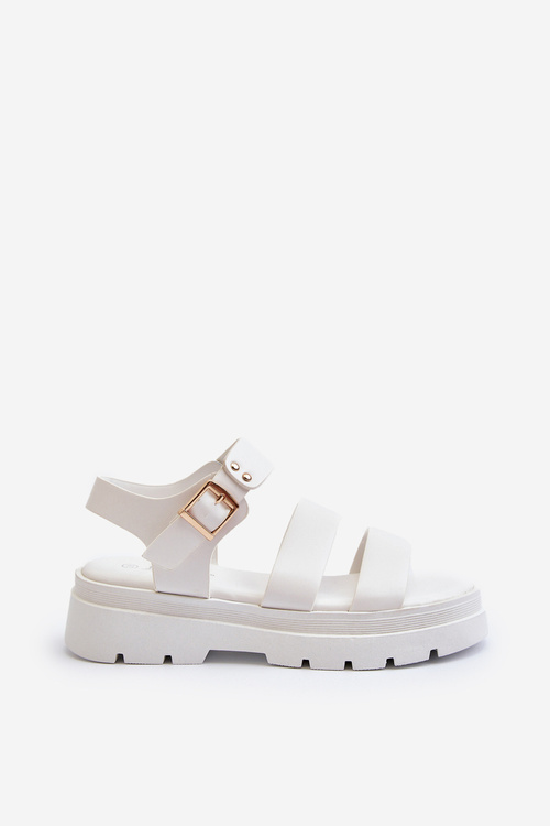 Жіночі босоніжки на масивній підошві білого кольору Nicarda