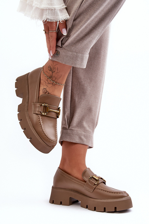 Жіночі лофери з прикрасами кольору хакі Peuria