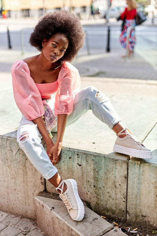 Жіночі кросівки на платформі бежеві Big City Life