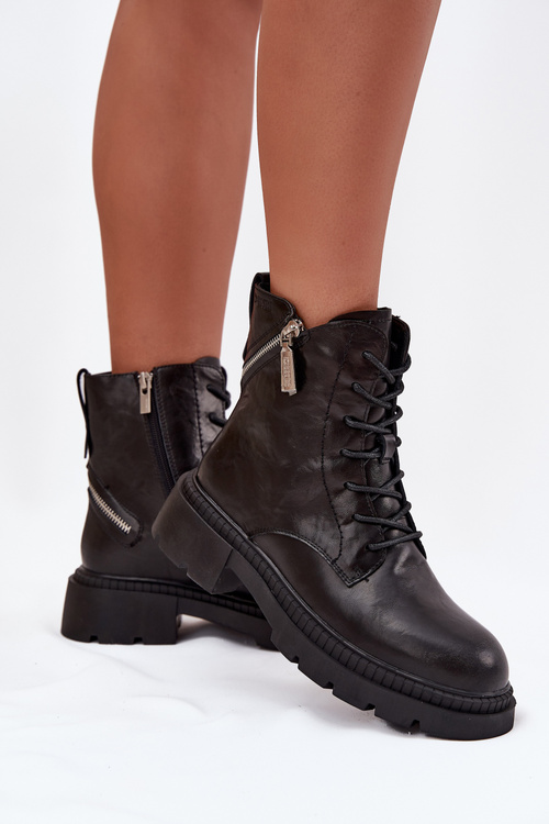 Шкіряні жіночі робочі черевики з ізоляцією Big Star SS274452 Чорні