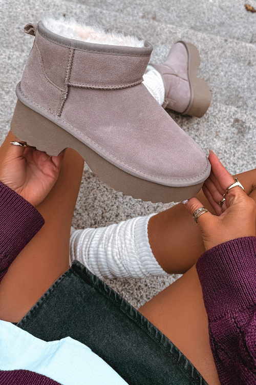 Жіночі зимові черевики з натурального замші з хутряною підкладкою Khaki Milora