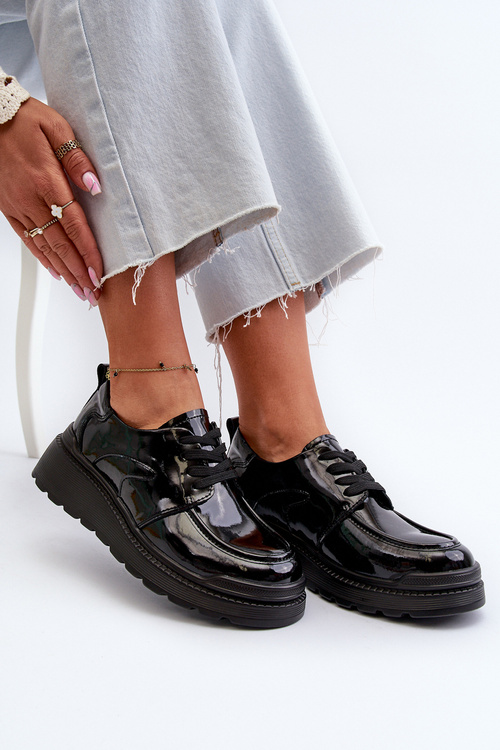 Туфлі жіночі лаковані Натуральна шкіра Чорні Scadaria