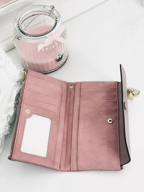 Великий жіночий гаманець позолочений Hardware Powder Pink