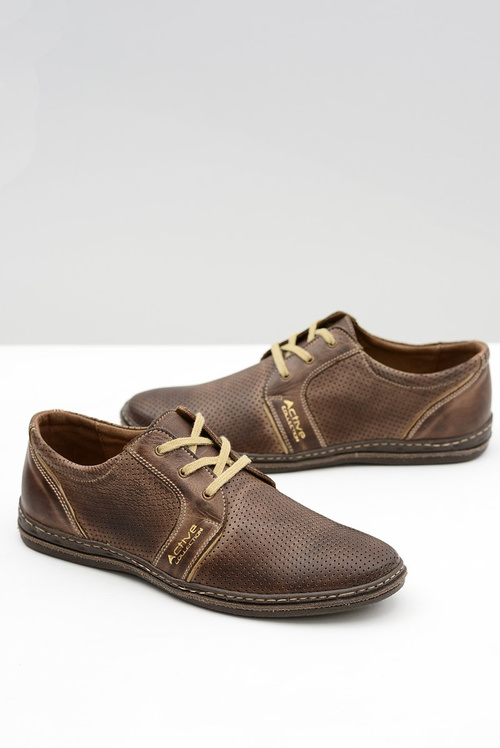 Чоловічі шкіряні коричневі ажурні напівчоботи Markos на шнурівці