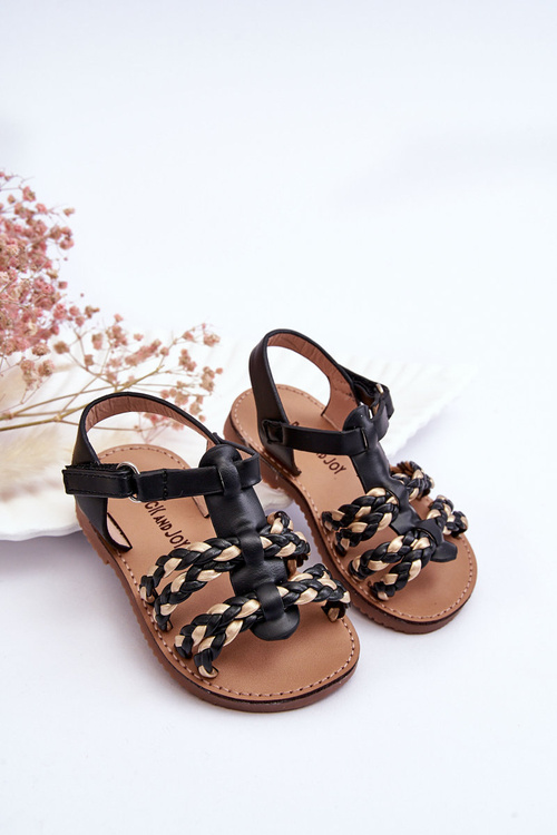 Дитячі босоніжки на липучці в смужку Black Sammy