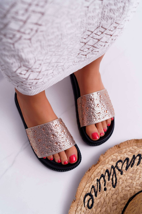 Жіночі шльопанці з цирконами Champagne XTI 48821