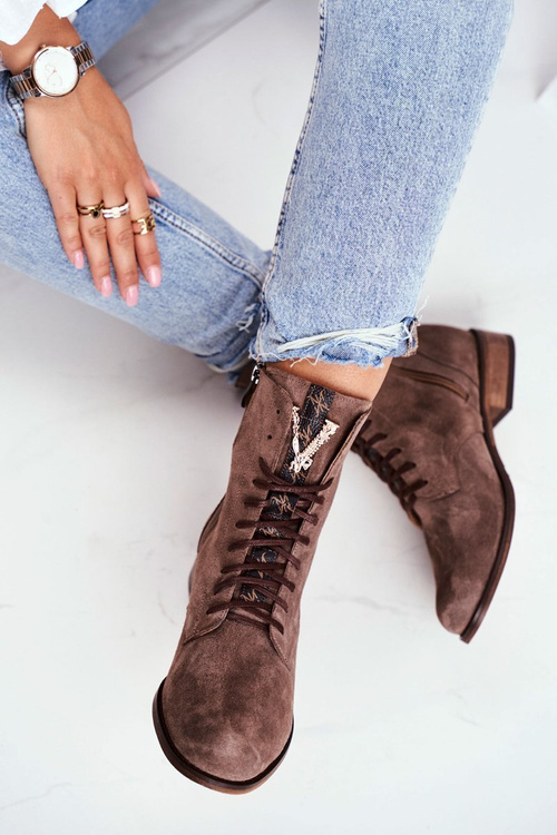 Жіночі шкіряні чоботи з нубуку Cappuccino Nicole 2593