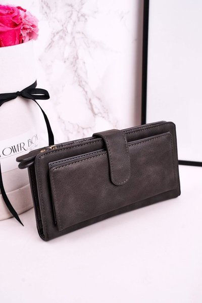 Великий жіночий гаманець з додатковим місцем для карток сірий