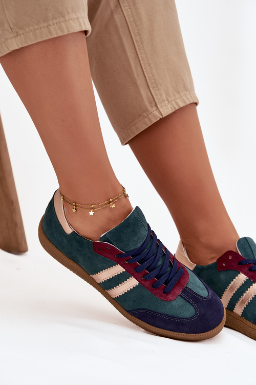 Zazoo N1068 Замшеві Низькі Кросівки Жіночі Темно-зелений