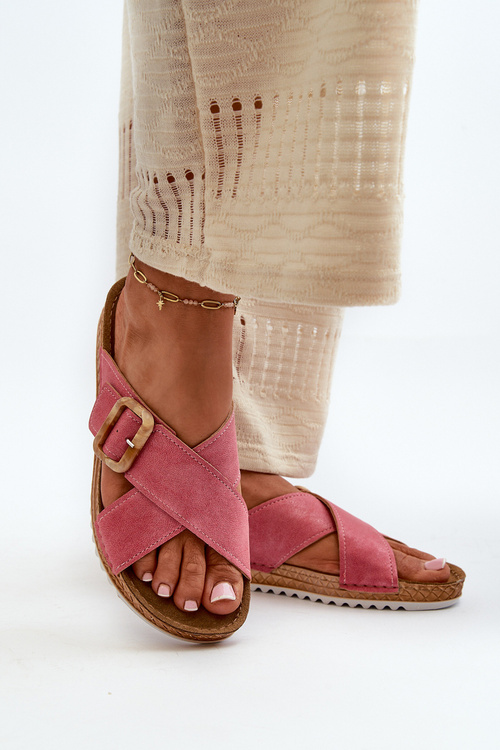 Зручні жіночі шльопанці з пряжкою Inblu VO000012 Рожеві