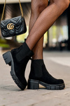 Чоботи шкіряні з еластичною вставкою чорного кольору