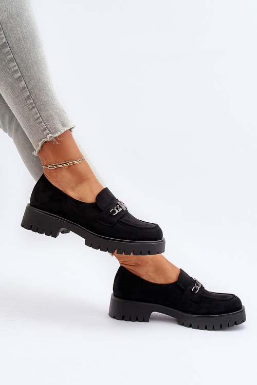 Чорні замшеві жіночі мокасини з декором Loraleima