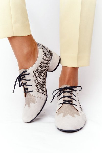 Плетені туфлі на каблуці Maciejka 04890-04 Бежеві