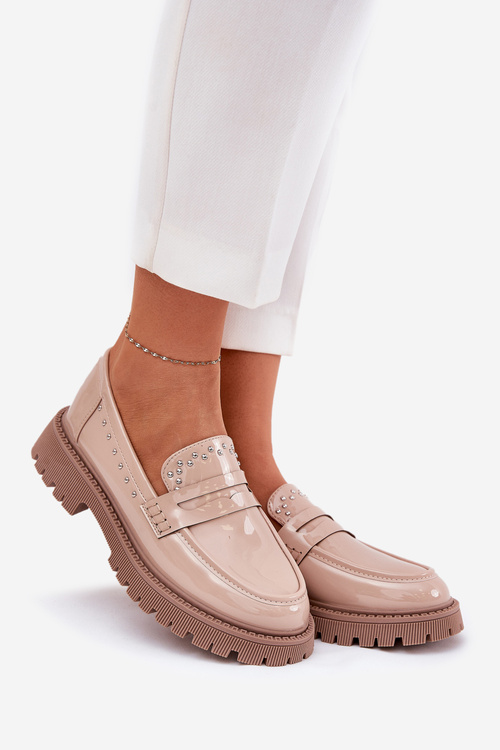 Лакові Мокасини Для Жінок З Декором Бежеві Nallae