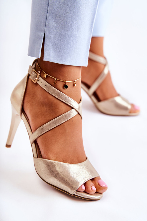 Модні босоніжки на високому каблуці Shiny Gold Loressa