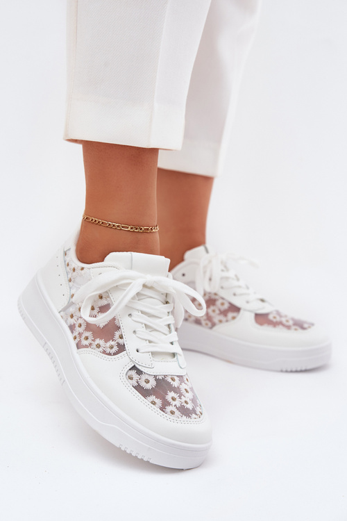 Сітчасті Жіночі Кросівки Ромашки Білі Jenithra