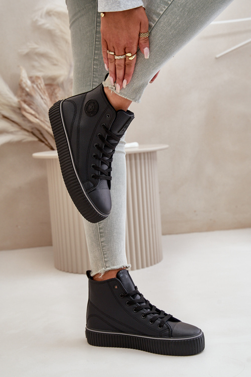 Жіночі утеплені кросівки з еко шкіри Big Star OO274790 Чорні