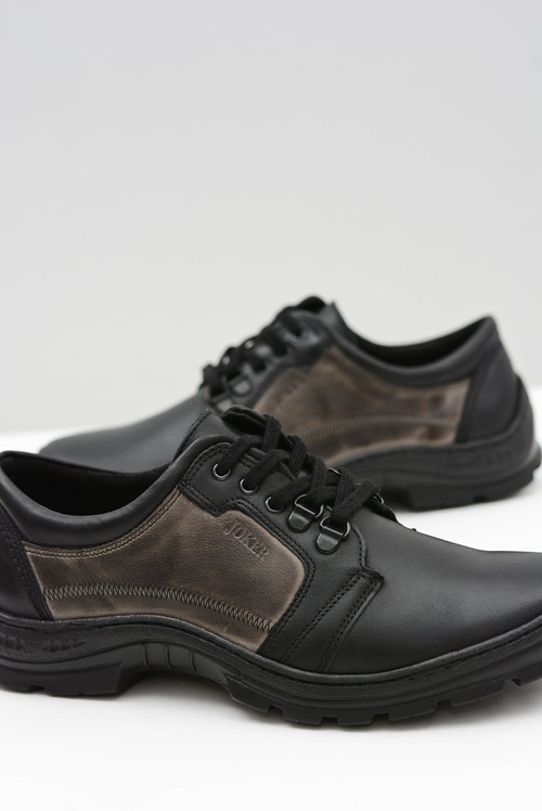 Чоловічі шкіряні класичні чорні півчеревики Favello