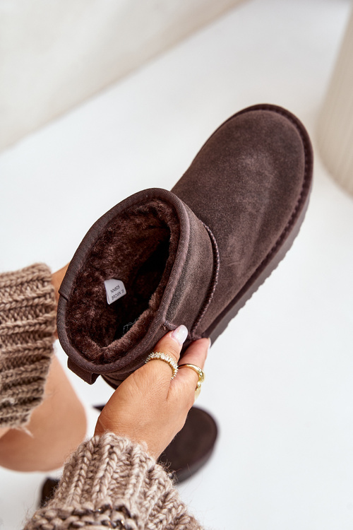 Жіночі замшеві зимові черевики на платформі вище щиколотки коричневого кольору Rianaella