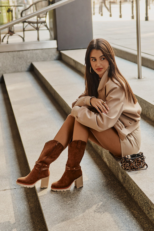 Жіночі утеплені чоботи Camel Ivanelis на високому каблуці