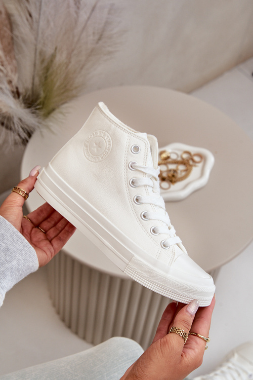 Жіночі утеплені кросівки з еко шкіри Білі Big Star OO274932