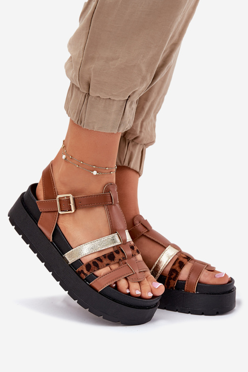 Жіночі сандалі з ремінцями на платформі Camel Gallari
