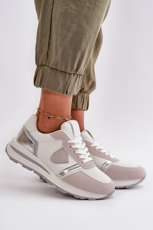 Жіночі блискучі кросівки білі Velaniela