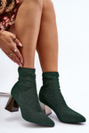 Блискучі ботильйони на каблуці Green Sognota