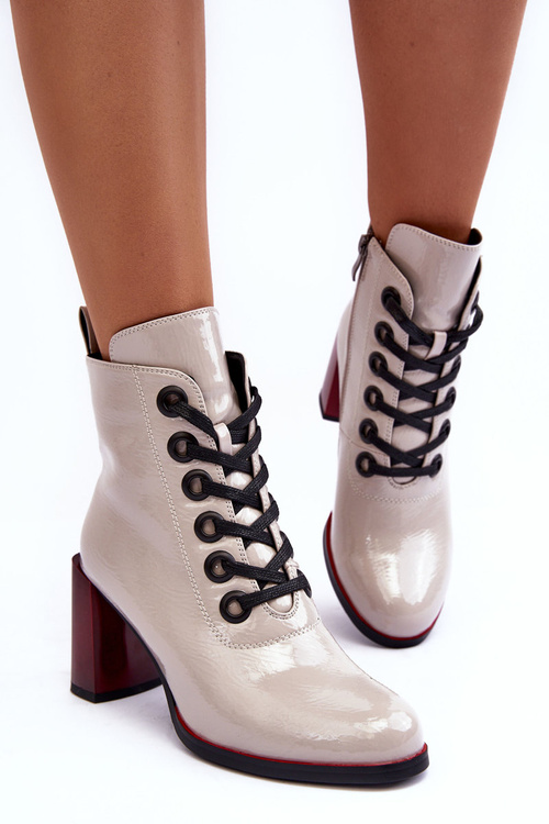 Лаковані чоботи на підборах MR870-15 SBarski MR870-15 світло-сірі