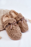 Жіночі хутряні тапочки з бантом бежеві Ryana