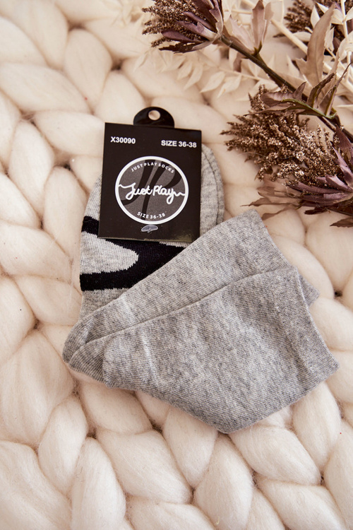 Жіночі бавовняні шкарпетки чорні візерунок сірі