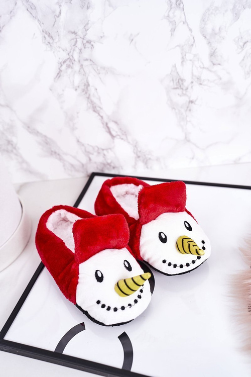 Дитячі новорічні тапочки зі сніговиком Red Xmas