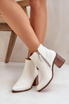 Чоботи На Підборах З Натуральної Шкіри Zazoo 3673 Білі