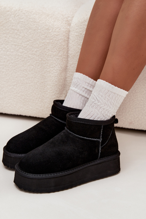 Замшеві жіночі зимові чоботи на платформі Vinceza 97962 Чорні