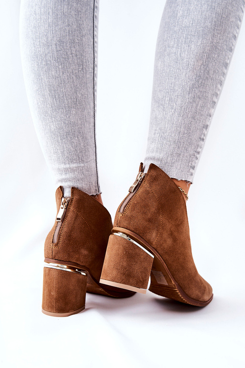 Шкіряні чоботи на підборах Laura Messi Brown 2344