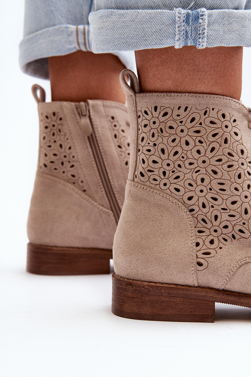 S.Barski HY66-136 Жіночі ботильйони з малюнком світло-бежеві