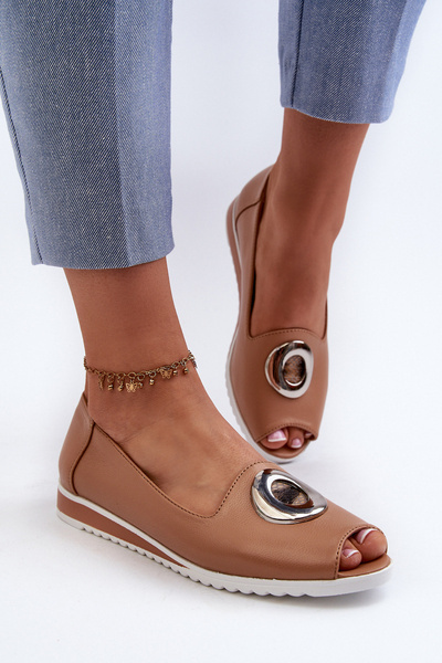 Жіночі кортове взуття з декором з екошкіри темно-бежевий Біоліта