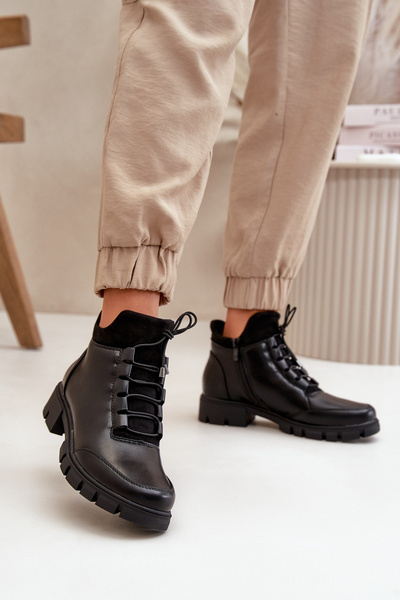 Чоботи жіночі утеплені з еко шкіри чорного кольору Erisabelle