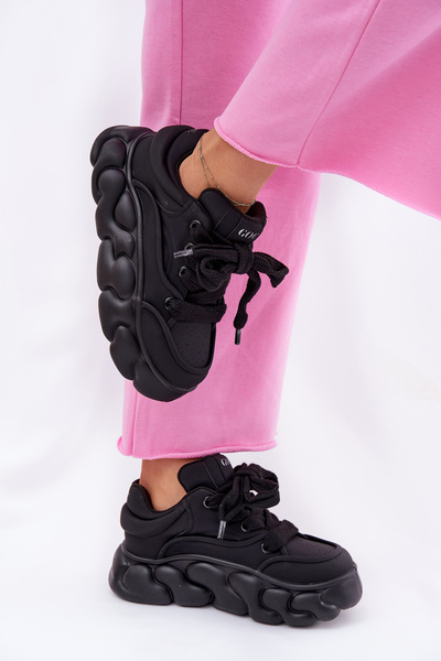 Жіночі Шкіряні Кросівки На Масивній Платформі GOE RR2N4044 Чорні