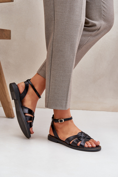 Zazoo 40378 Жіночі шкіряні босоніжки чорного кольору