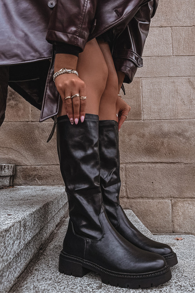 Жіночі чоботи з екошкіри Чорні Oceana